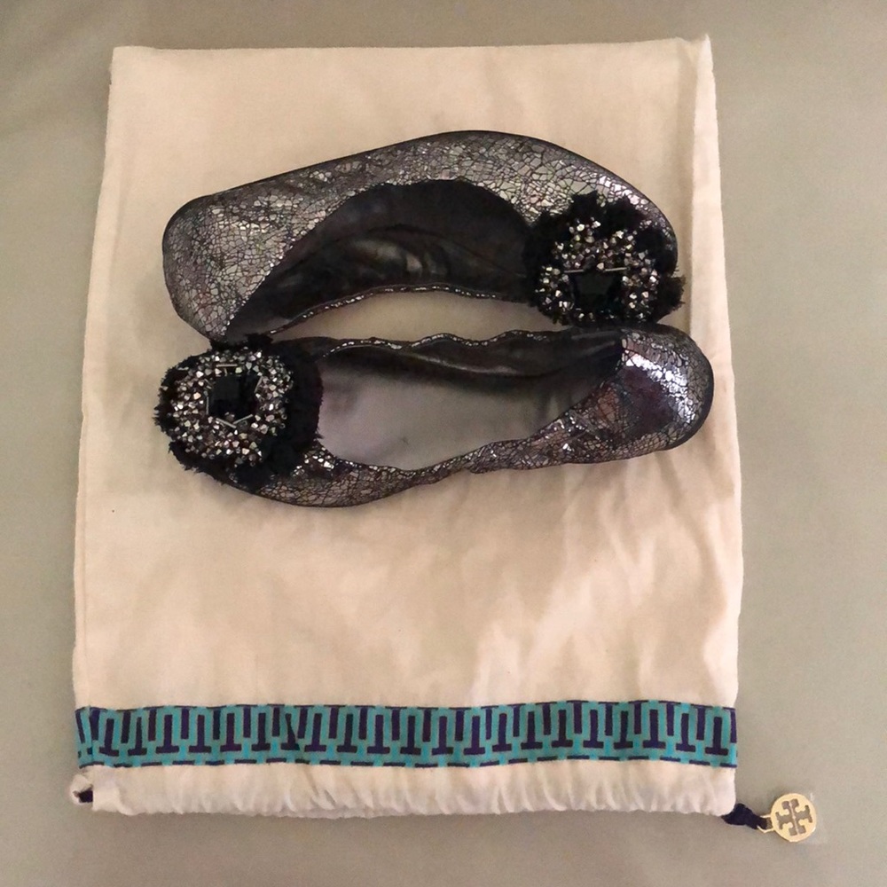 Tory Burch Silver Flats